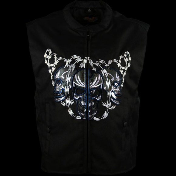 Men's Textile Vest with Reflective Skull - Picture 4 of 5